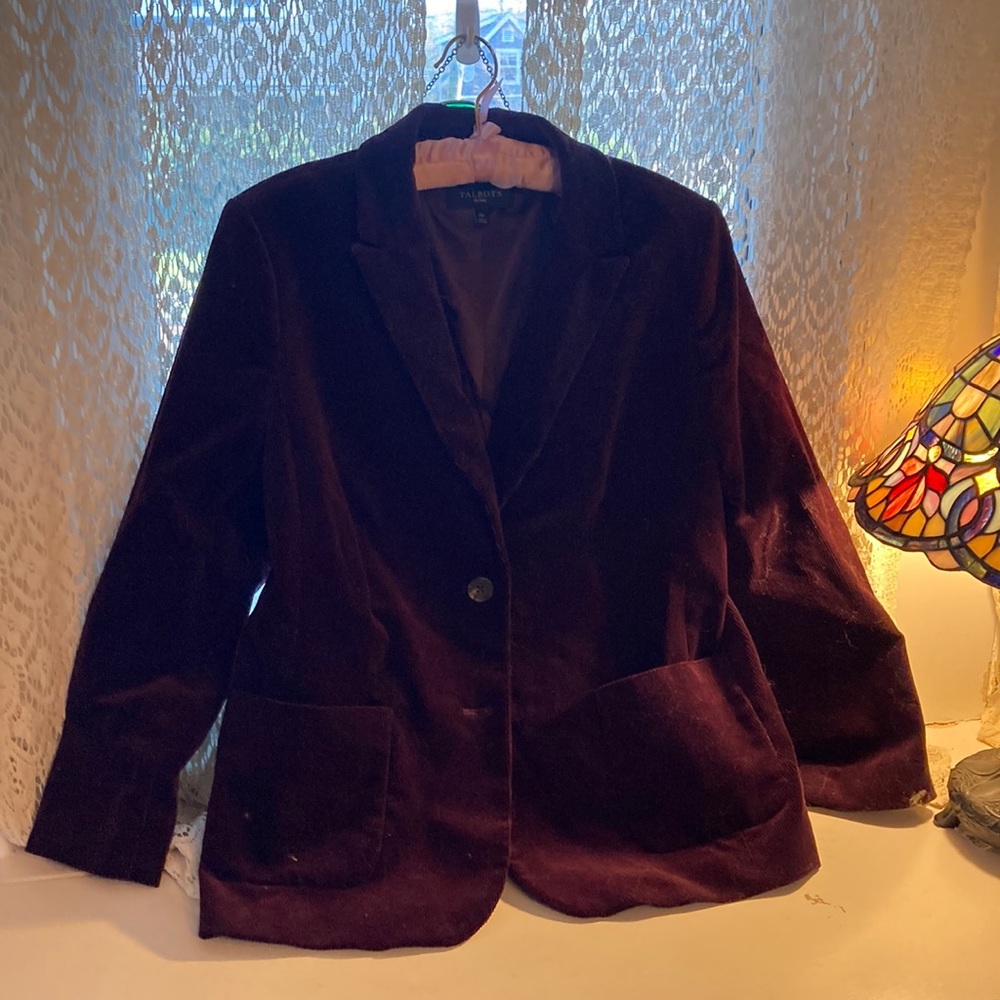 Talbots Corduroy Blazer in Deep Burgundy